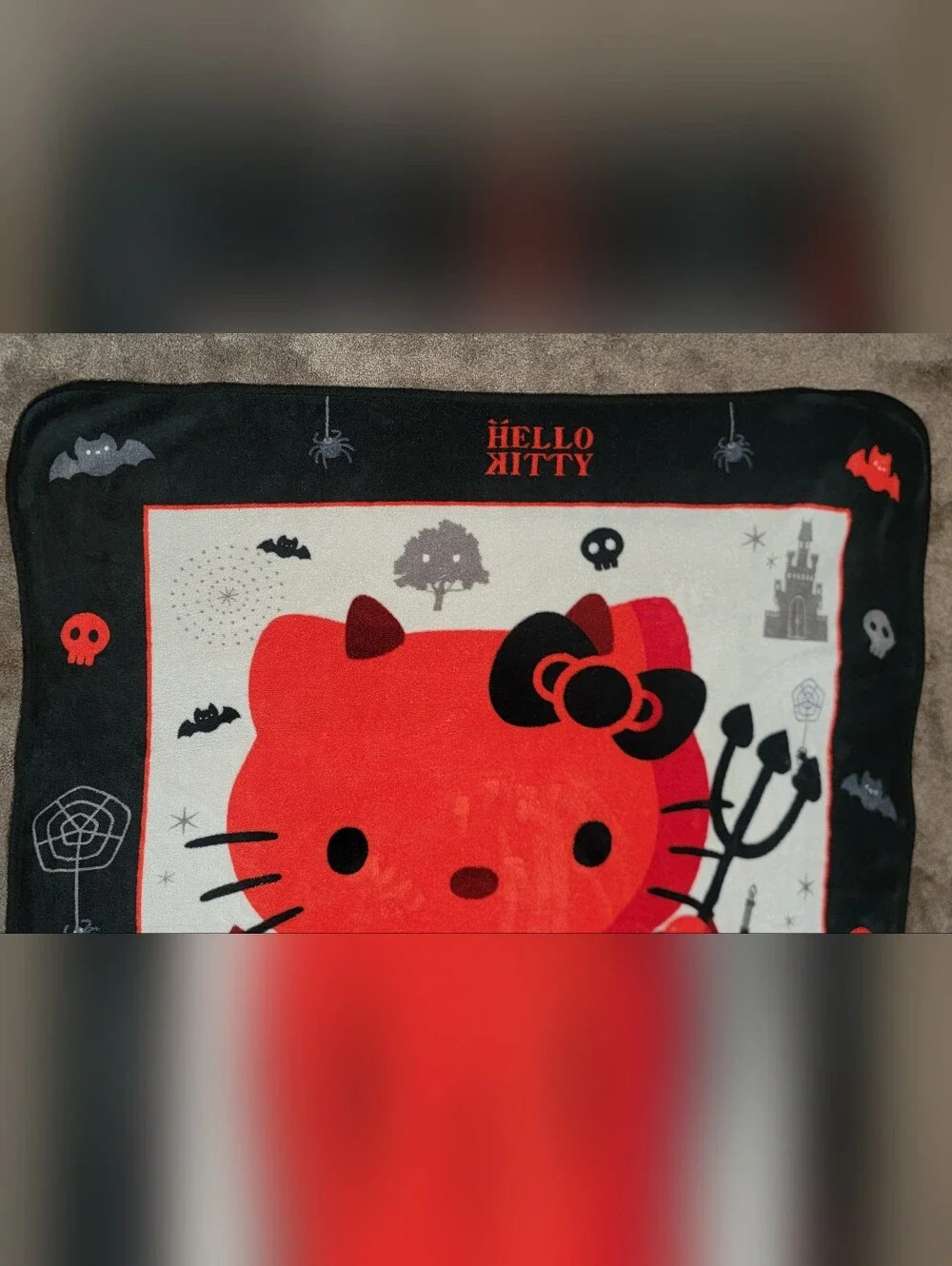 SUPER RARE Hello Kitty Halloween Devil fleece Blanket Throw Sanrio 2008